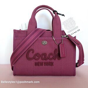 COACH SMALL Canvas Cargo Tote 26 with Webbing Strap -Pink Color🎈⭐$225.